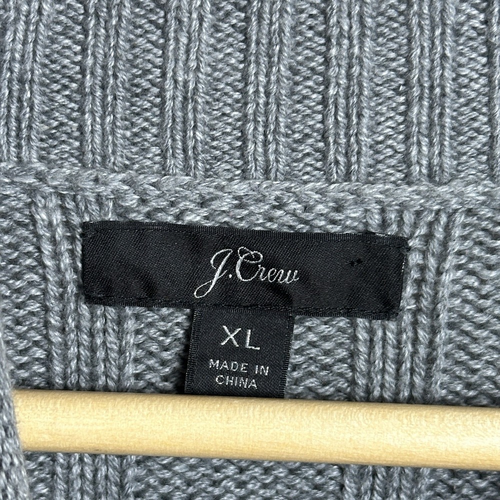 J. Crew Womens XL Gray Cable Knit Sweater Mock Neck Long Sleeve Cotton Pullover - Picture 4 of 7